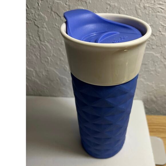 Ello Ogden Ceramic Periwinkle Blue Travel Mug Splash-Resistant Slider Lid - Picture 1 of 10